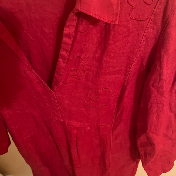LAST CHANCE | Rosso35 red linen floral shirtdress - Picture 4 of 7